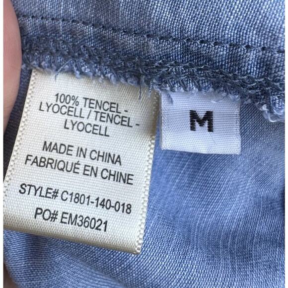 Cloth & Stone Open Back Top Women's Size Medium Chambray Polka Dot Print Blouse - Picture 6 of 9